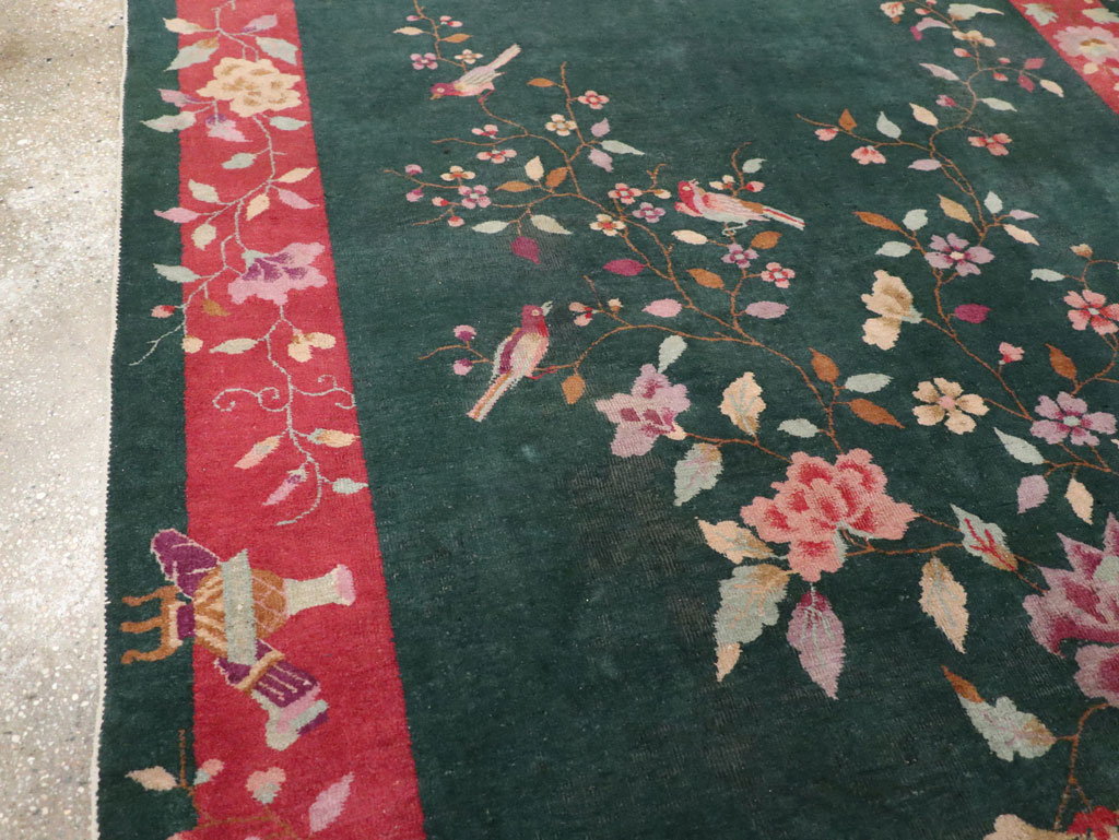 Vintage Chinese Art Deco Accent Rug, No.30239 - Staging