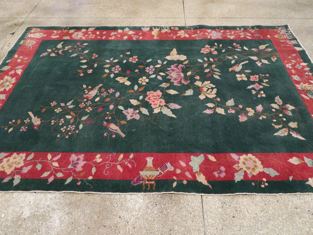 Vintage Chinese Art Deco Accent Rug, No.30239 - Staging