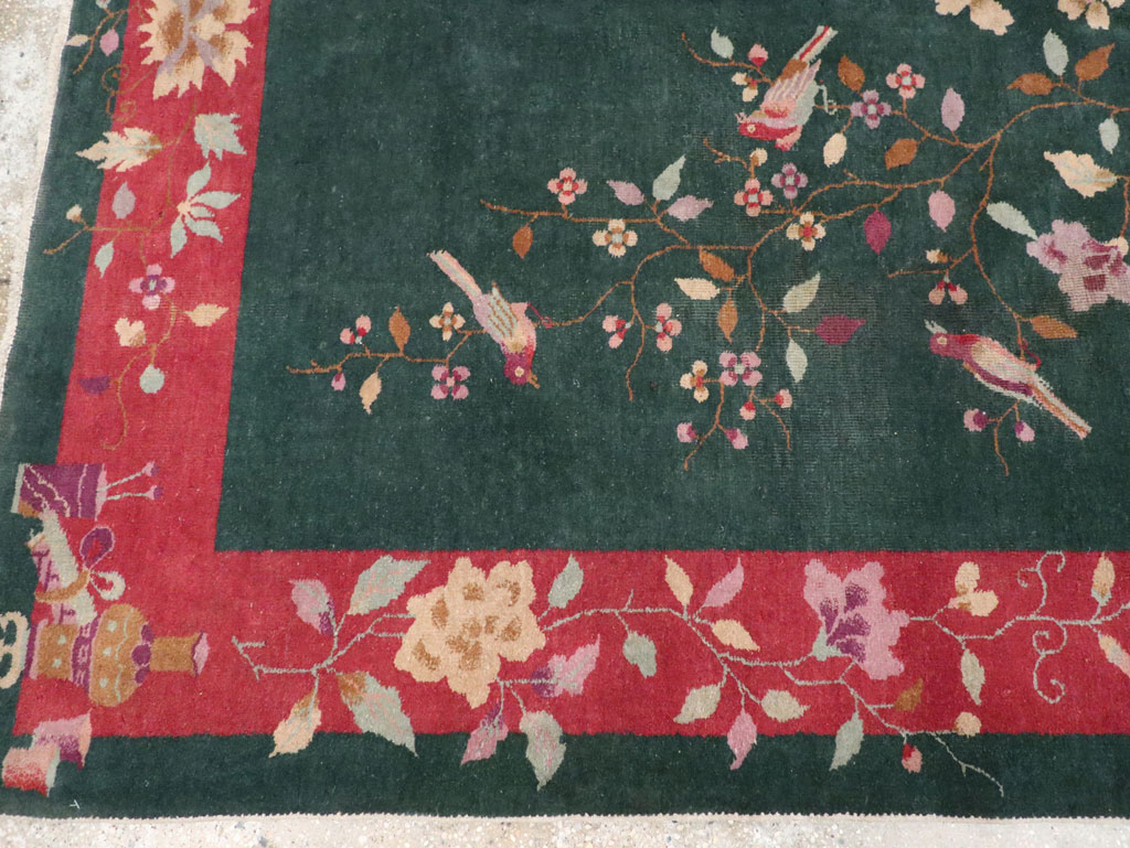 Vintage Chinese Art Deco Accent Rug, No.30239 - Staging