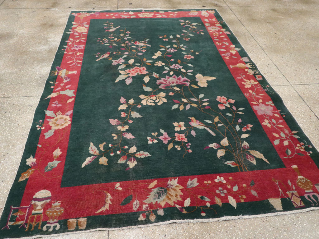 Vintage Chinese Art Deco Accent Rug, No.30239 - Staging