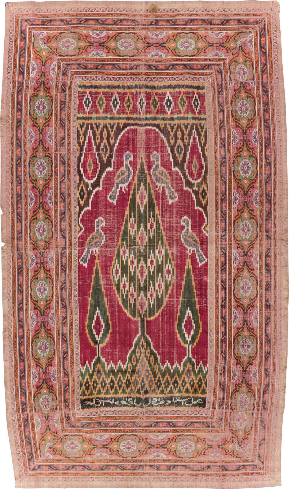 Antique Persian Yazd Silk Textile, No.30240 - Staging
