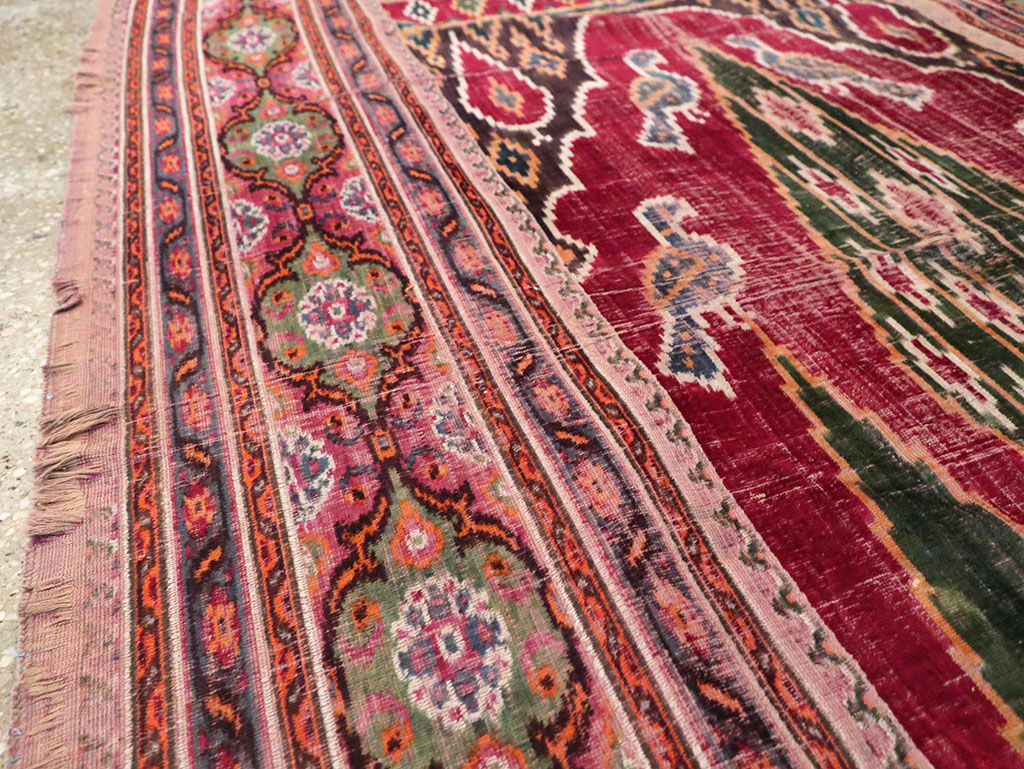 Antique Persian Yazd Silk Textile, No.30240 - Staging