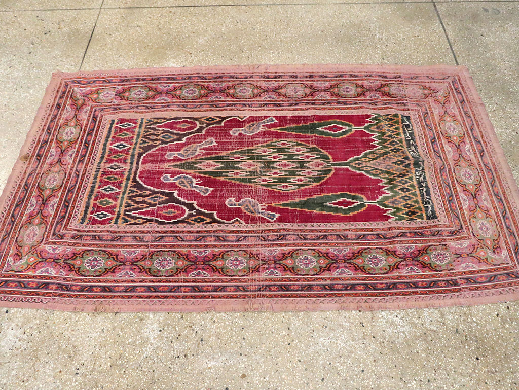 Antique Persian Yazd Silk Textile, No.30240 - Staging