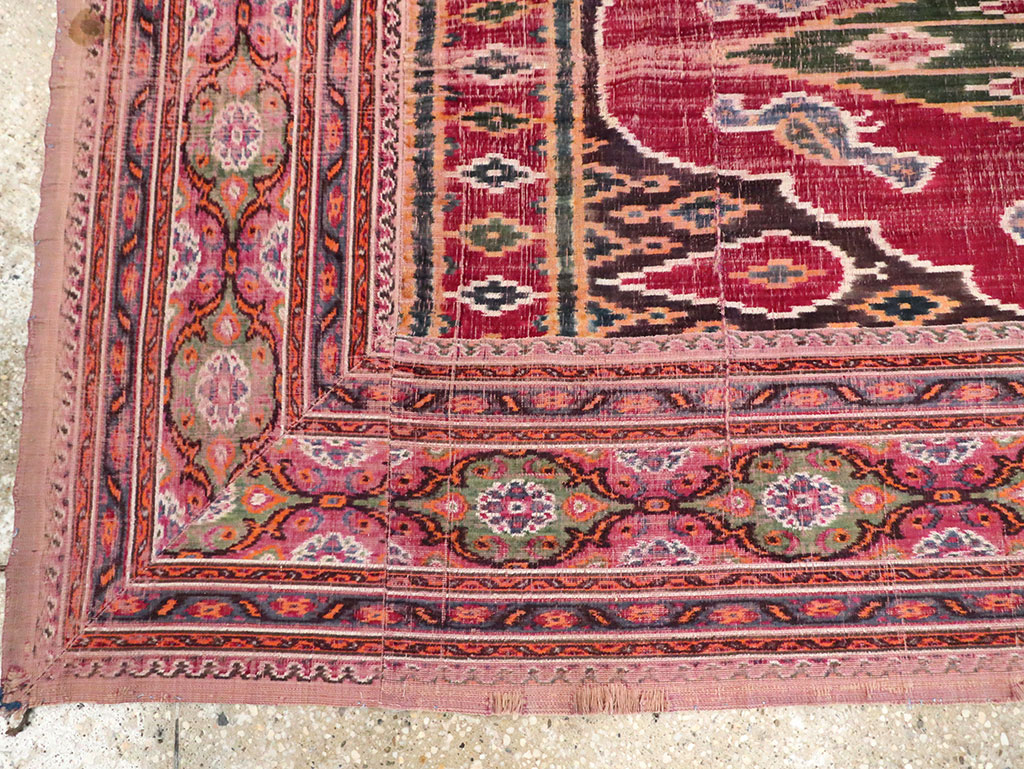 Antique Persian Yazd Silk Textile, No.30240 - Staging