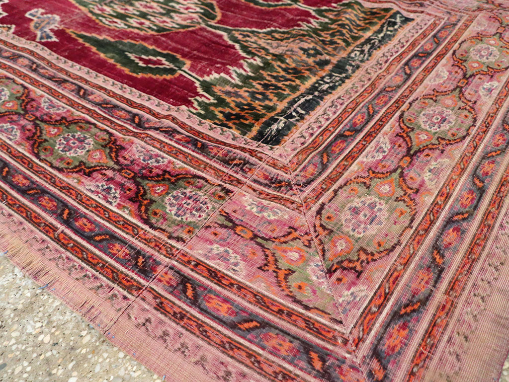 Antique Persian Yazd Silk Textile, No.30240 - Staging