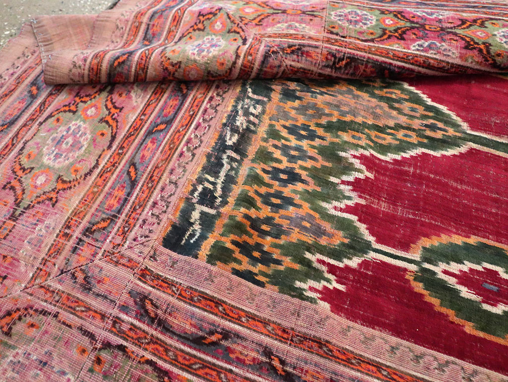 Antique Persian Yazd Silk Textile, No.30240 - Staging