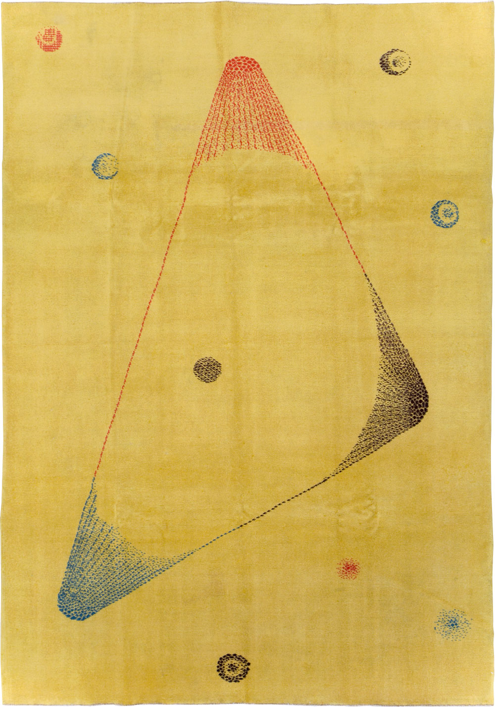 Vintage Turkish Art Deco Style Accent Carpet, No.30246 - Staging