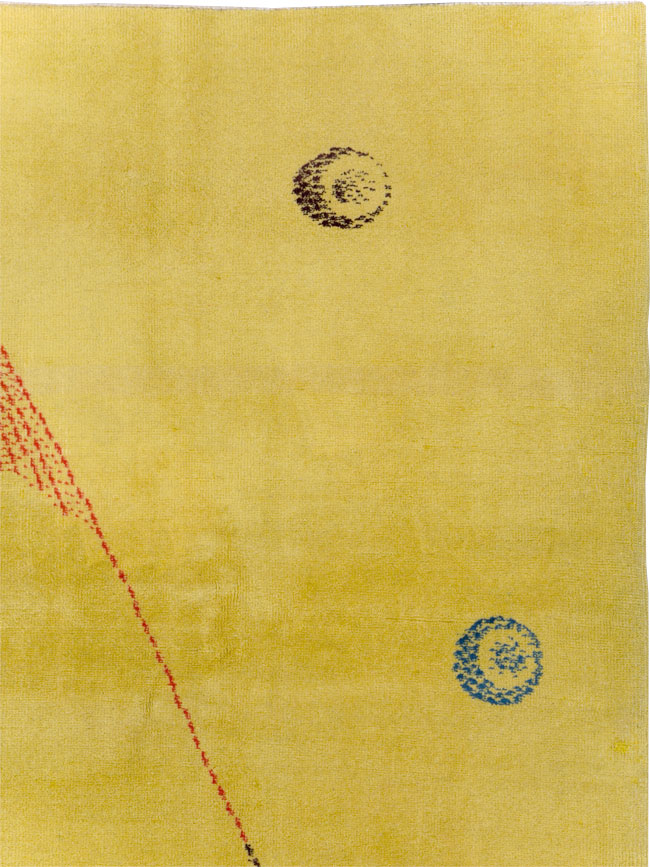 Vintage Turkish Art Deco Style Accent Carpet, No.30246 - Staging