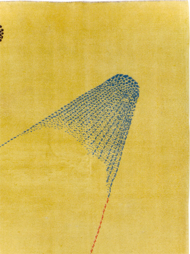 Vintage Turkish Art Deco Style Accent Carpet, No.30246 - Staging