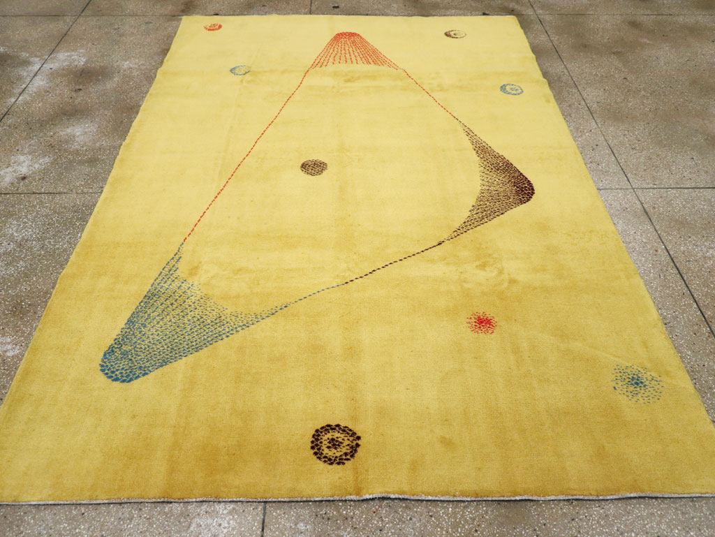 Vintage Turkish Art Deco Style Accent Carpet, No.30246 - Staging