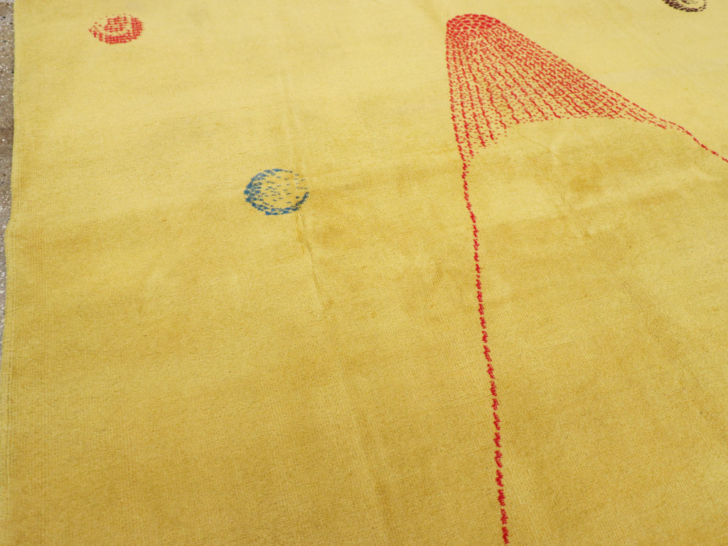 Vintage Turkish Art Deco Style Accent Carpet, No.30246 - Staging