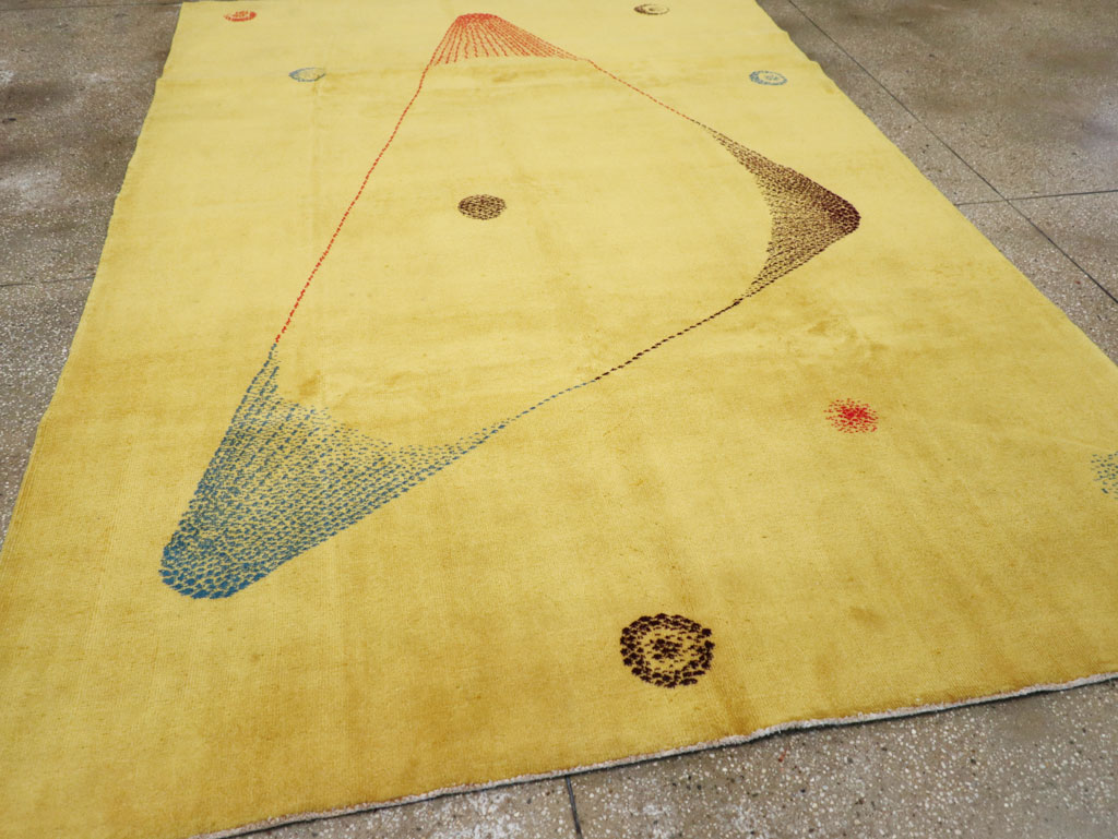 Vintage Turkish Art Deco Style Accent Carpet, No.30246 - Staging