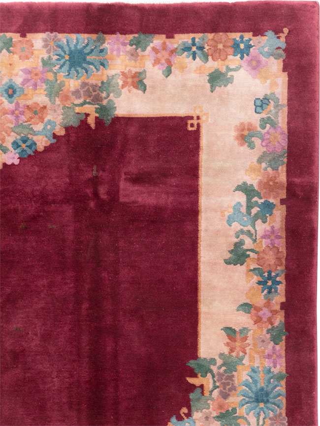 Vintage Chinese Art Deco Accent Rug, No.30267 - Staging