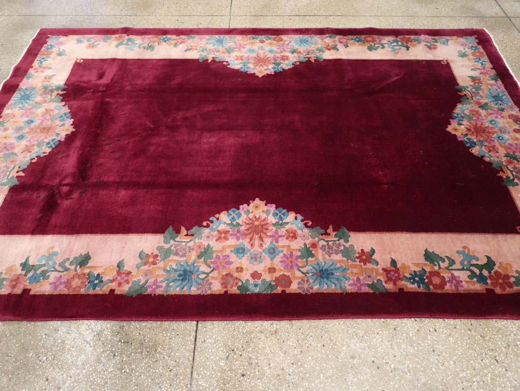 Vintage Chinese Art Deco Accent Rug, No.30267 - Staging