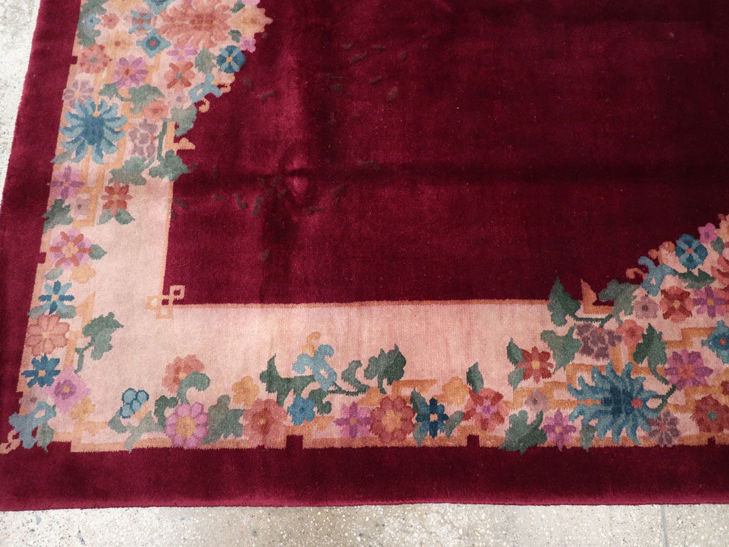 Vintage Chinese Art Deco Accent Rug, No.30267 - Staging