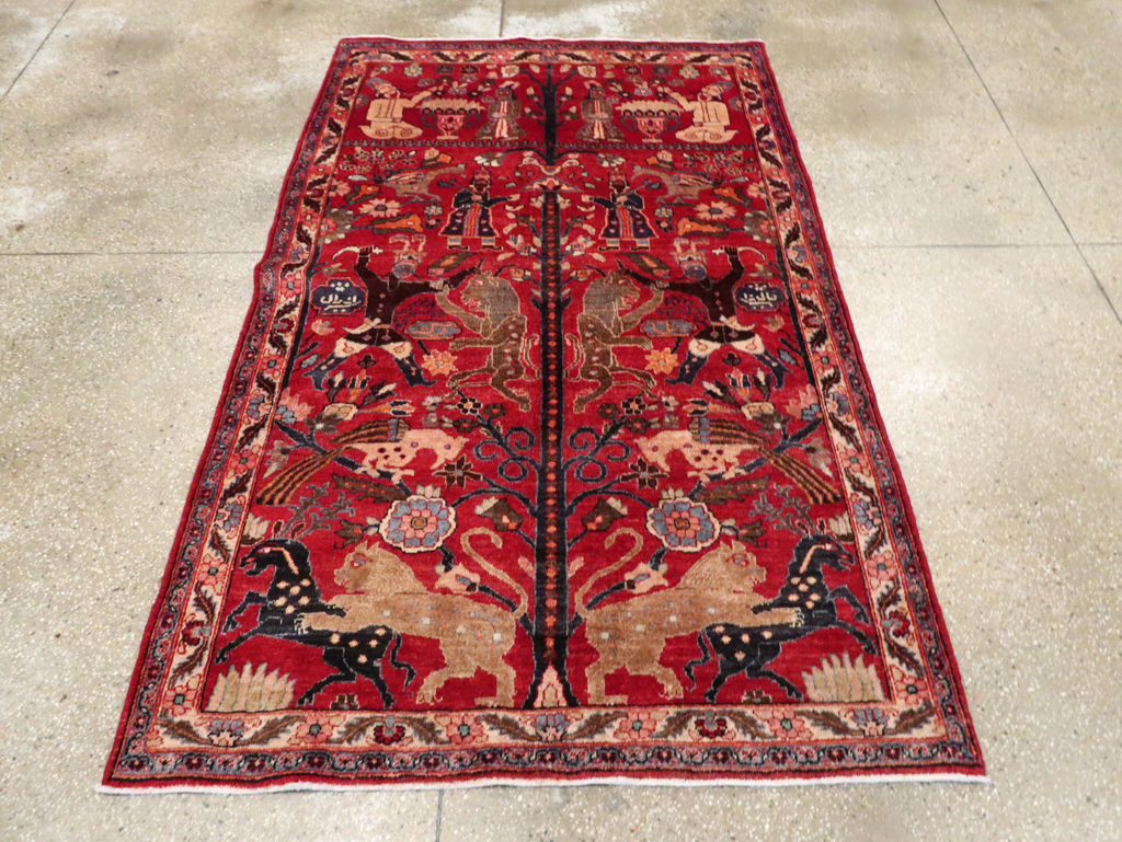 Vintage Persian Pictorial  Shiraz Rug, No.30285 - Staging