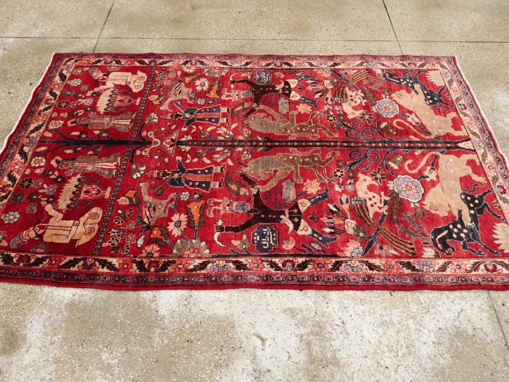 Vintage Persian Pictorial  Shiraz Rug, No.30285 - Staging