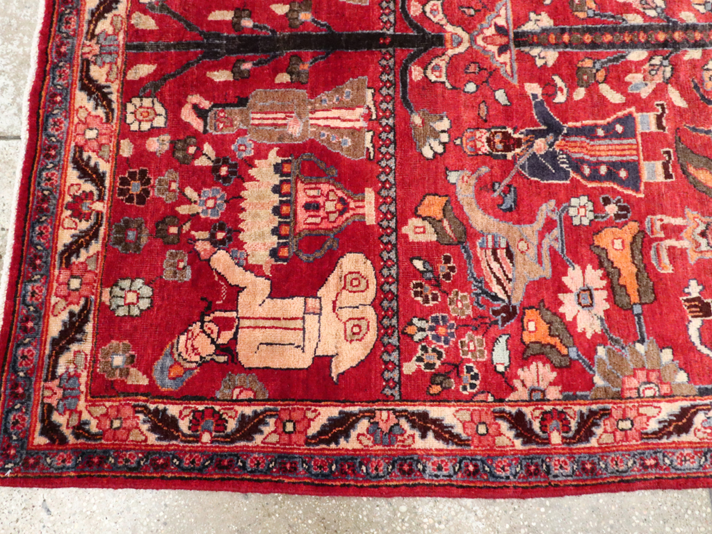 Vintage Persian Pictorial  Shiraz Rug, No.30285 - Staging