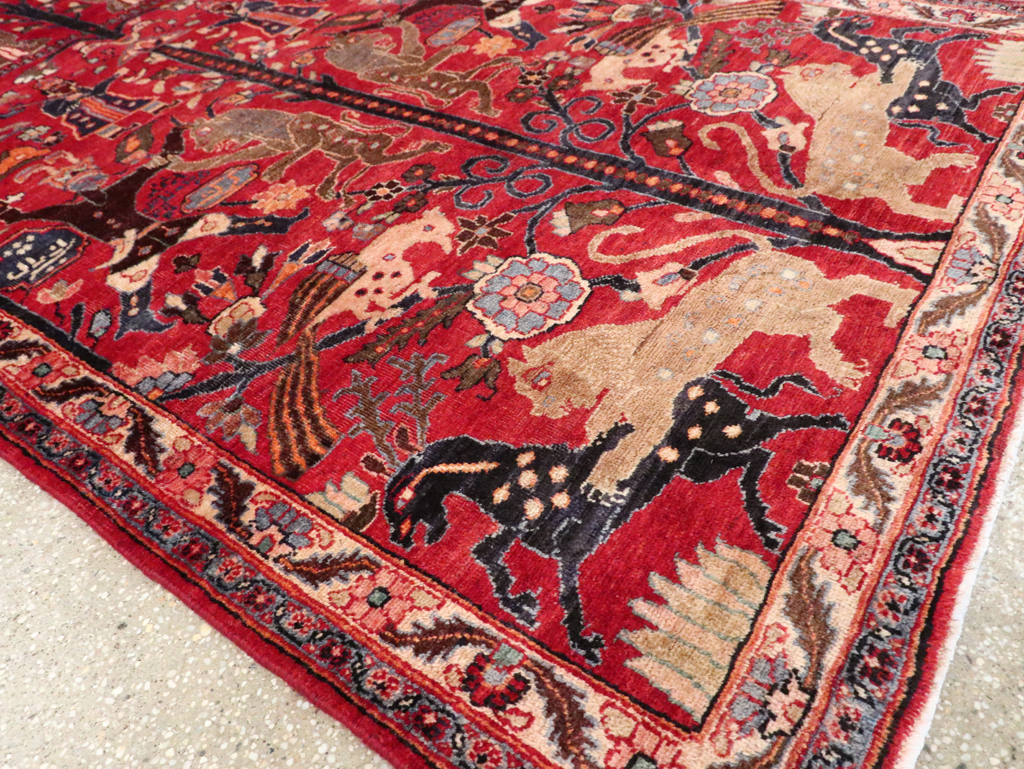 Vintage Persian Pictorial  Shiraz Rug, No.30285 - Staging