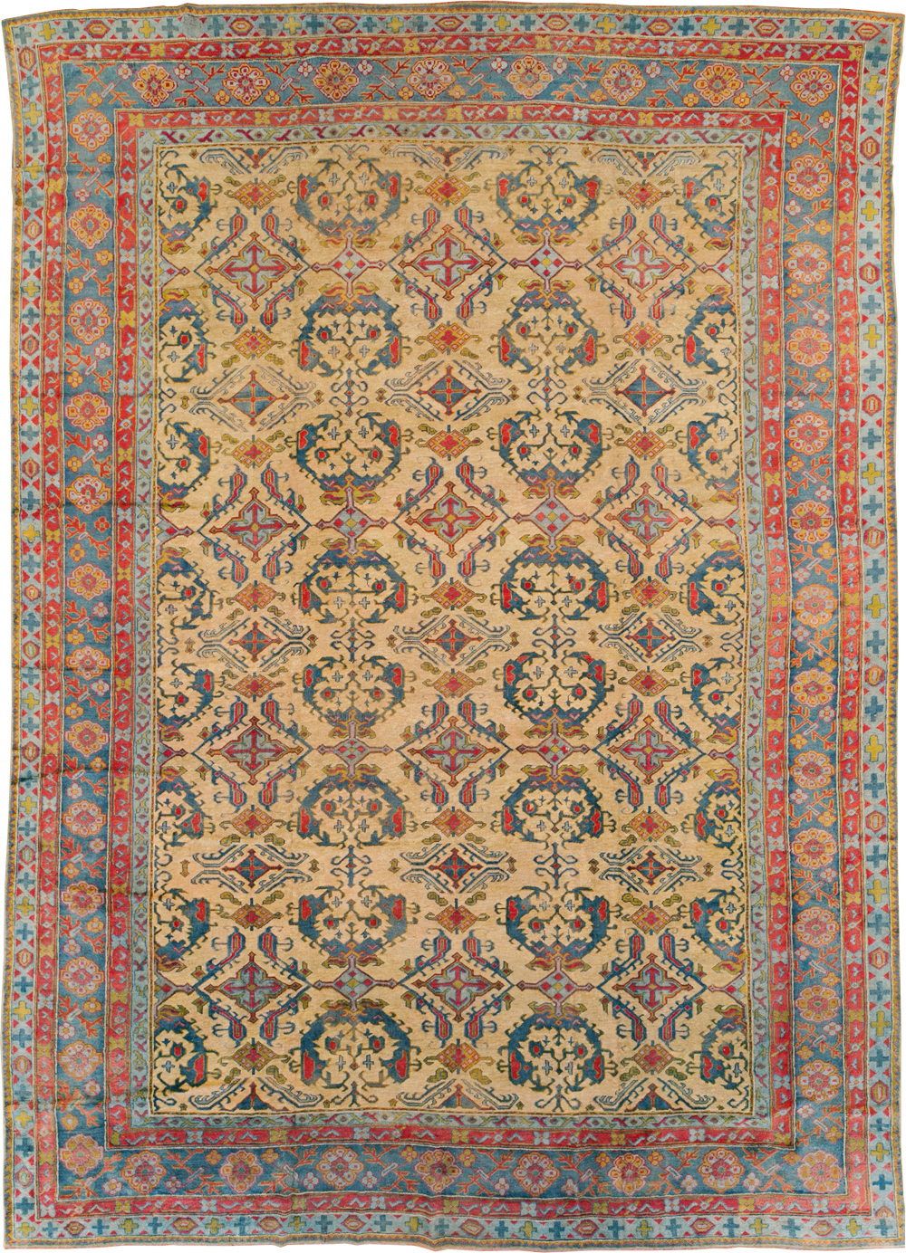 Antique Turkish Oushak Carpet, No.30294 - Staging