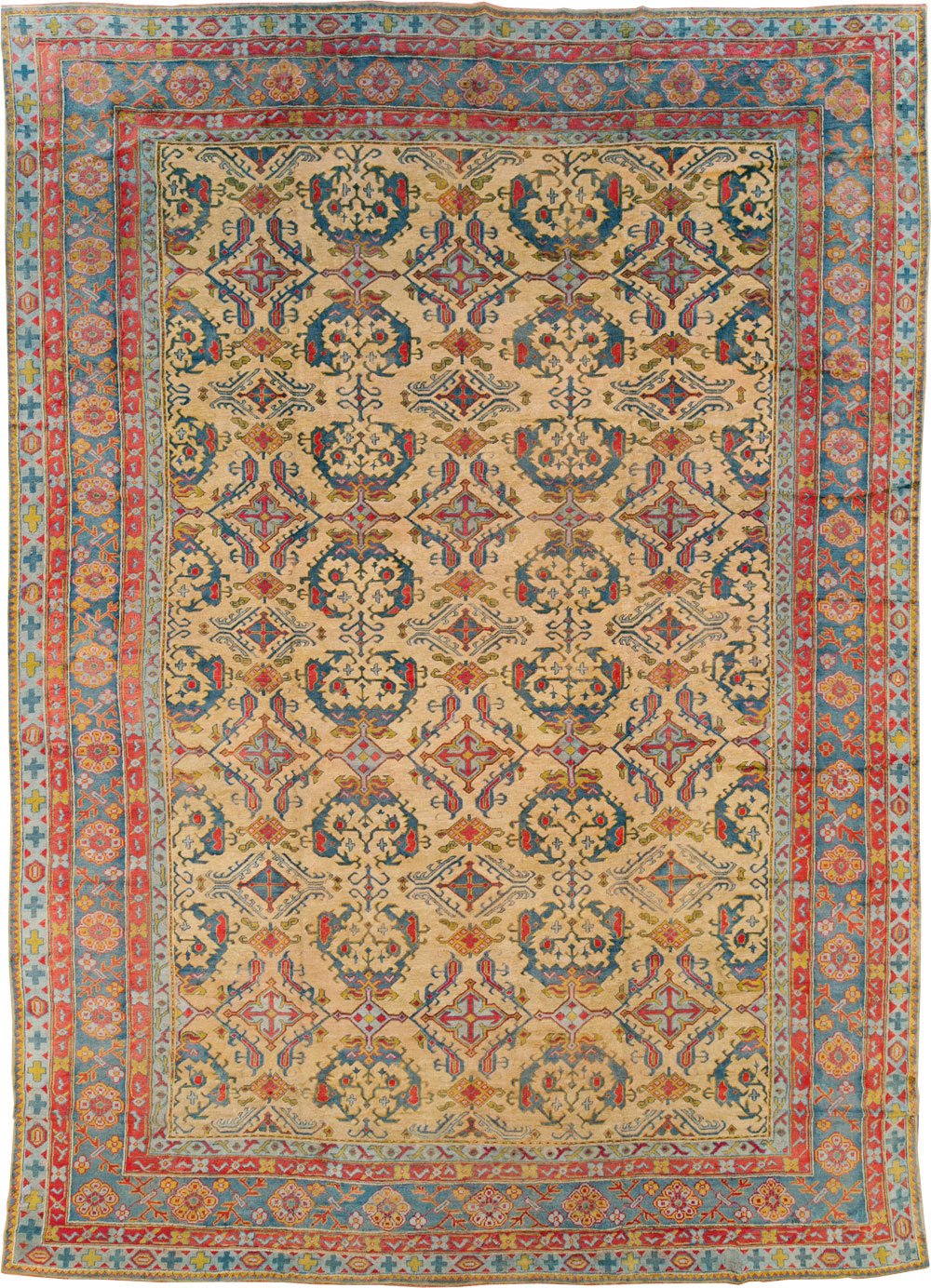 Antique Turkish Oushak Carpet, No.30294 - Staging