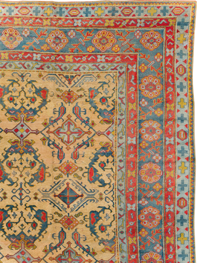 Antique Turkish Oushak Carpet, No.30294 - Staging