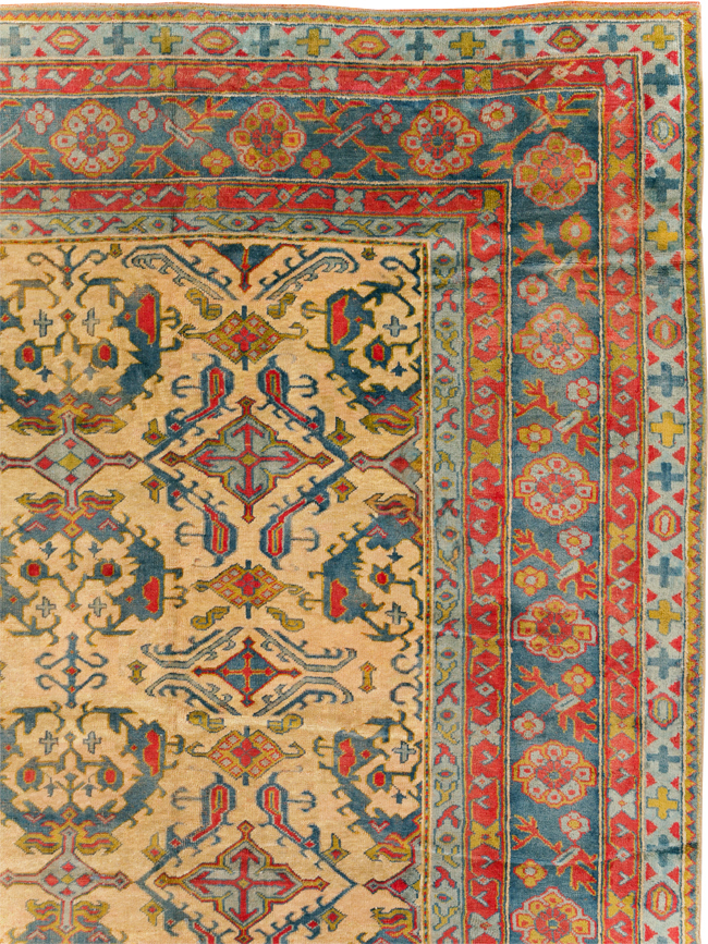 Antique Turkish Oushak Carpet, No.30294 - Staging
