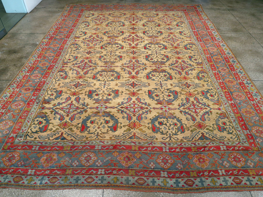 Antique Turkish Oushak Carpet, No.30294 - Staging