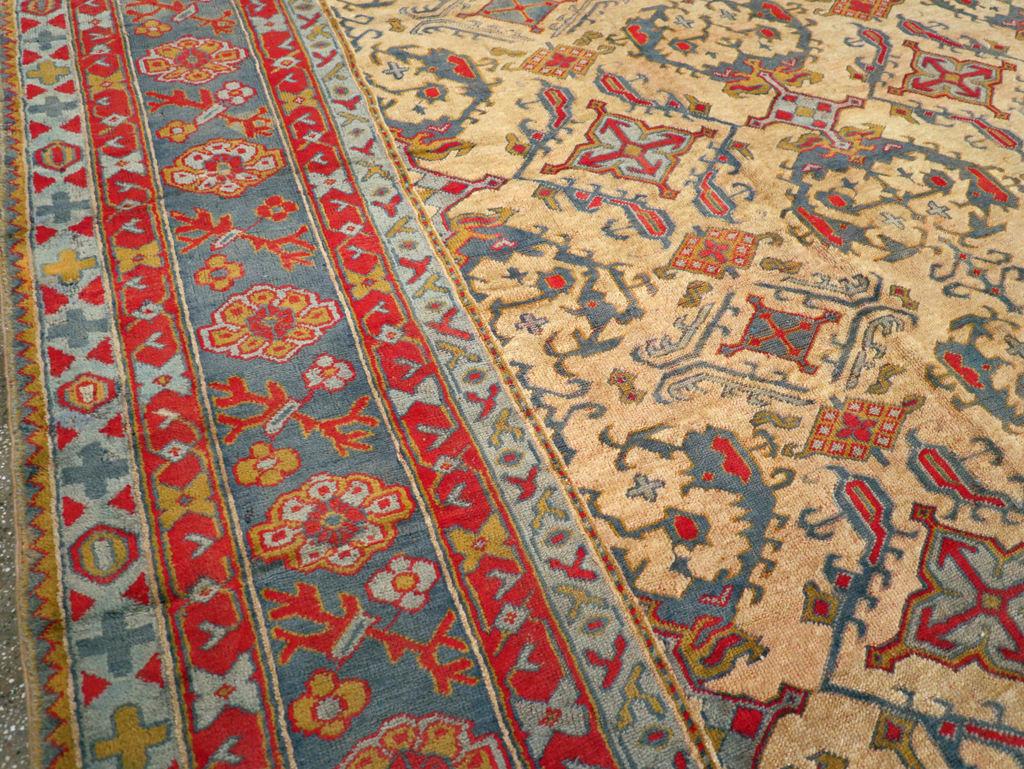 Antique Turkish Oushak Carpet, No.30294 - Staging