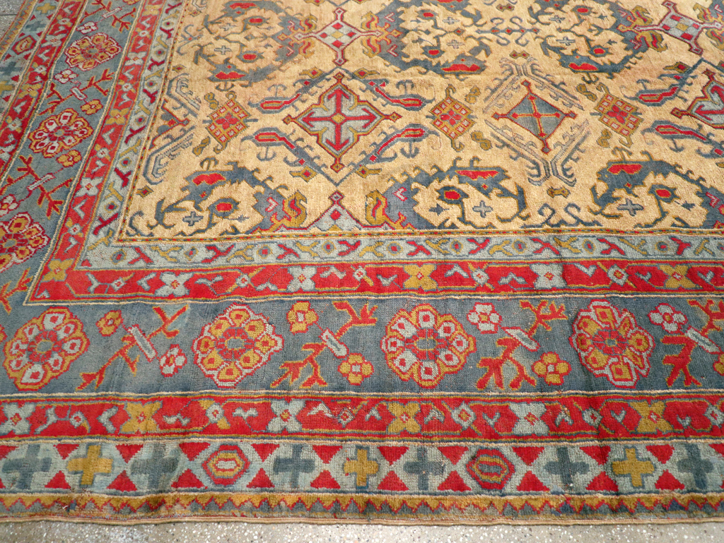 Antique Turkish Oushak Carpet, No.30294 - Staging