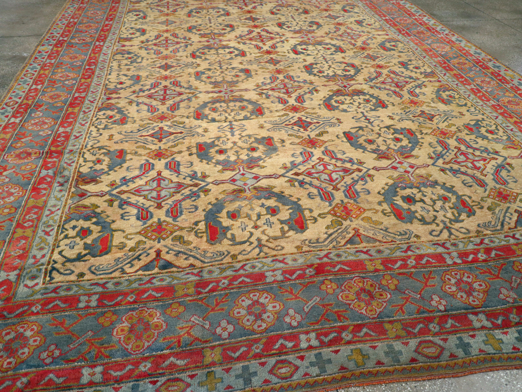 Antique Turkish Oushak Carpet, No.30294 - Staging