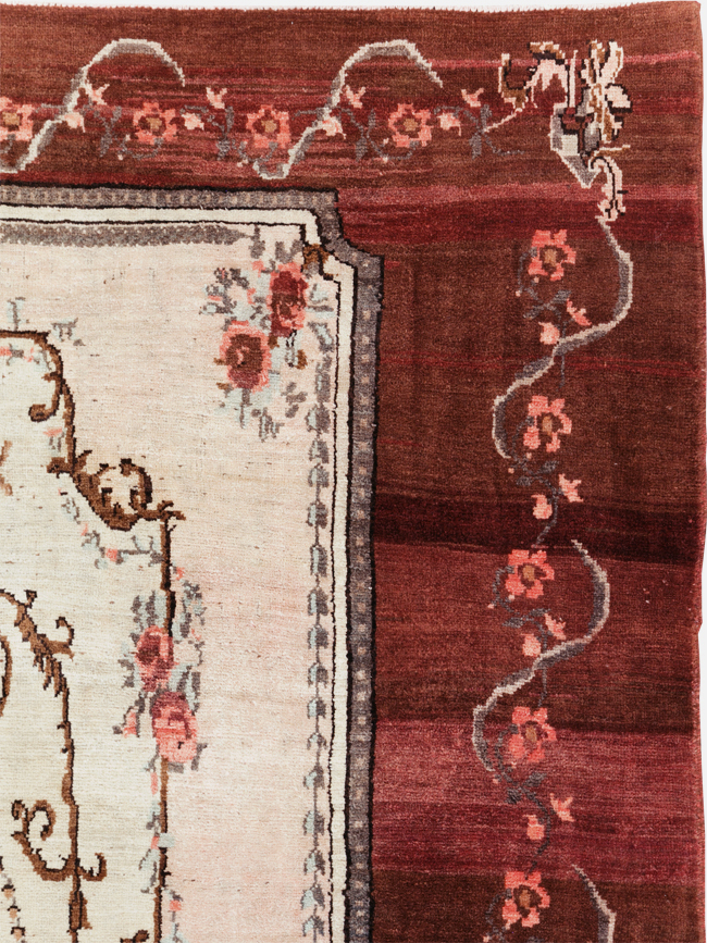 French Inspired Vintage Turkish Anatolian Small Room Size Carpet, No.30295 - Staging