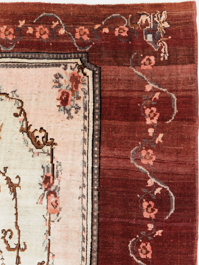 French Inspired Vintage Turkish Anatolian Small Room Size Carpet, No.30295 - Staging
