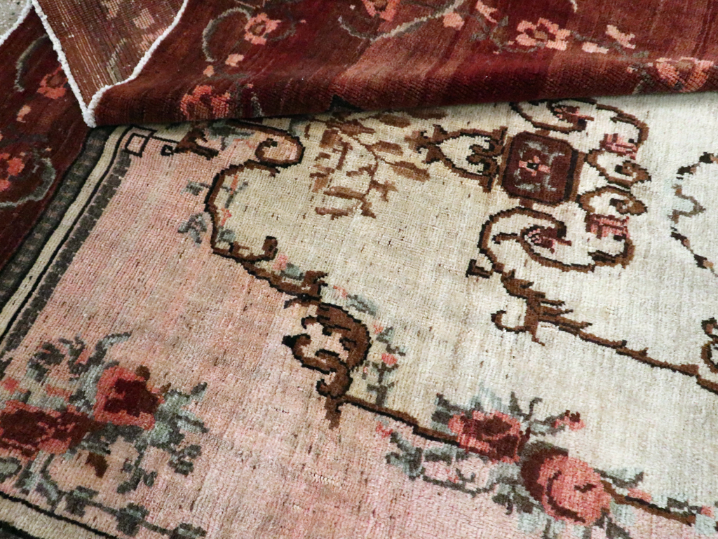 French Inspired Vintage Turkish Anatolian Small Room Size Carpet, No.30295 - Staging