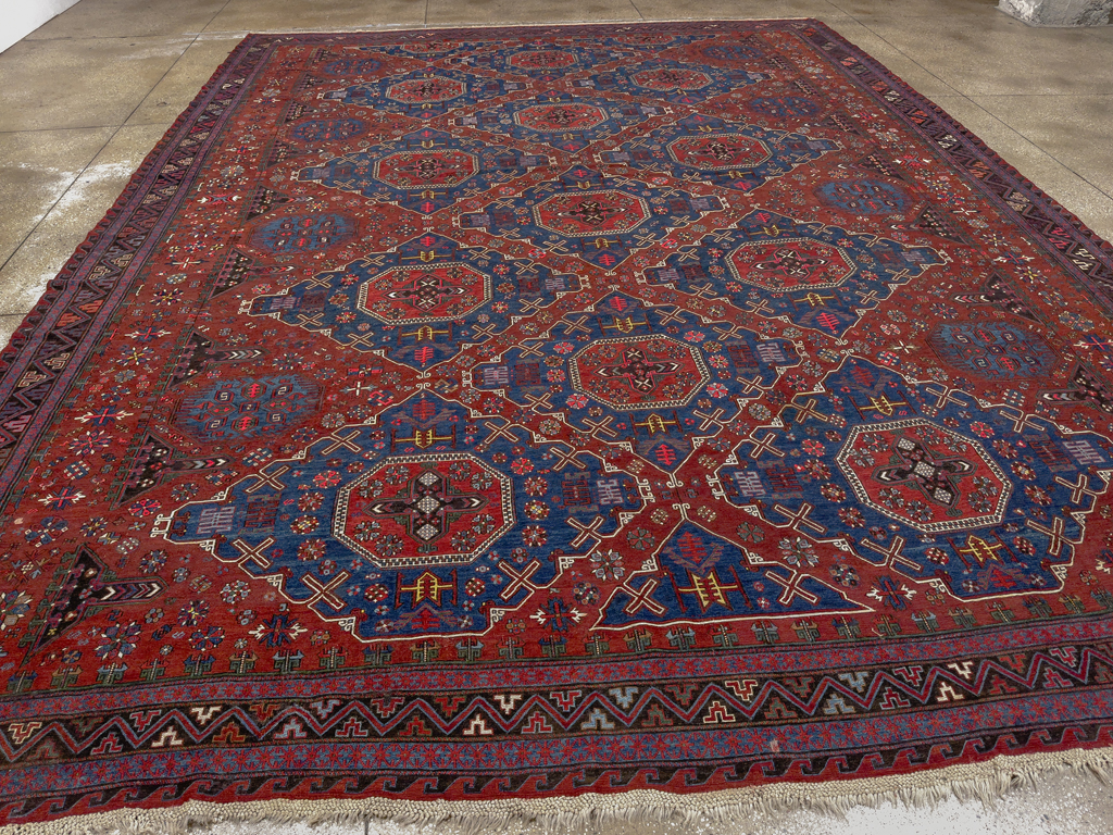 Antique Central Asian Soumak Large Carpet, No.30298 - Staging