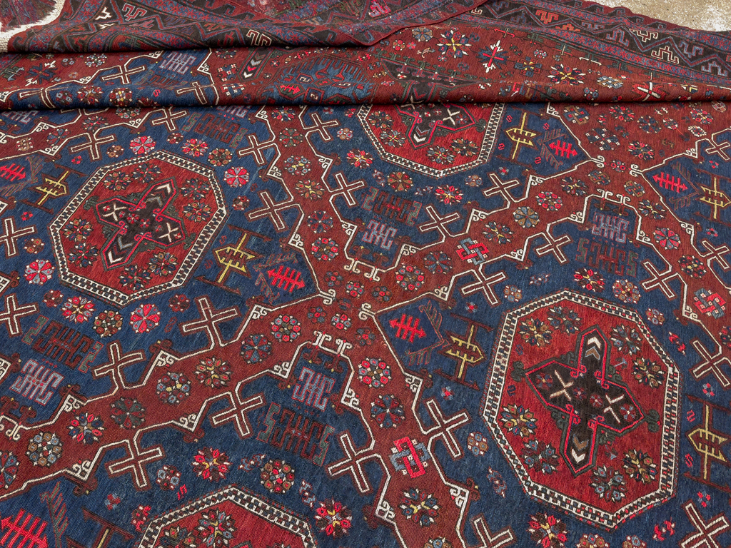 Antique Central Asian Soumak Large Carpet, No.30298 - Staging