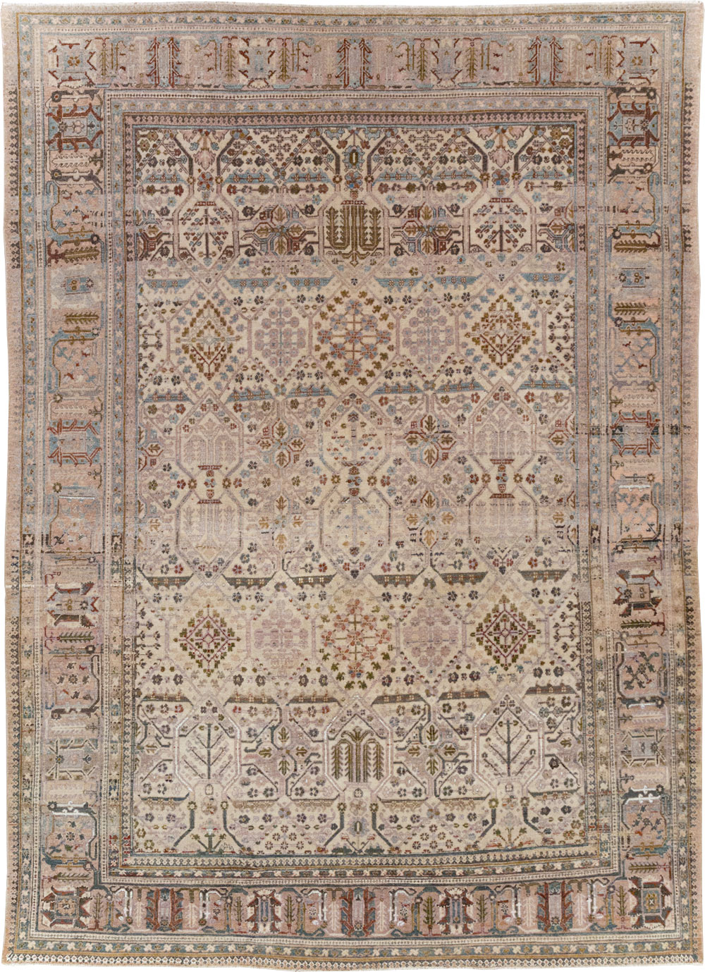 Antique Persian Joshegan Small Room Size Carpet, No.30299 - Staging
