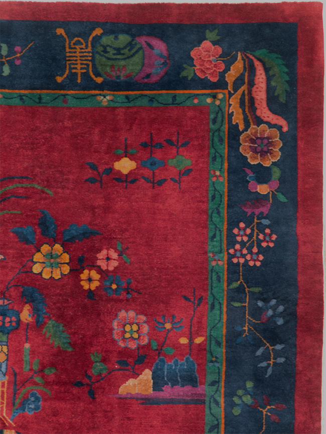 Vintage Chinese Art Deco Accent Rug, No.30308 - Staging