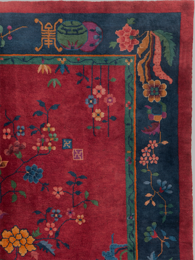 Vintage Chinese Art Deco Accent Rug, No.30308 - Staging
