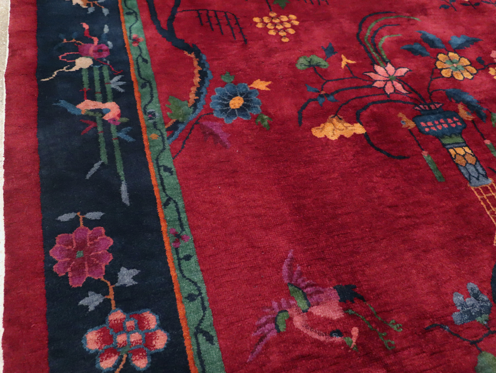 Vintage Chinese Art Deco Accent Rug, No.30308 - Staging