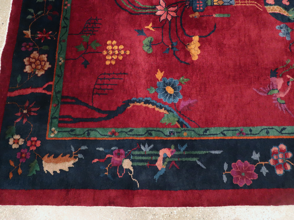 Vintage Chinese Art Deco Accent Rug, No.30308 - Staging