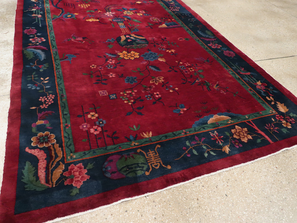 Vintage Chinese Art Deco Accent Rug, No.30308 - Staging