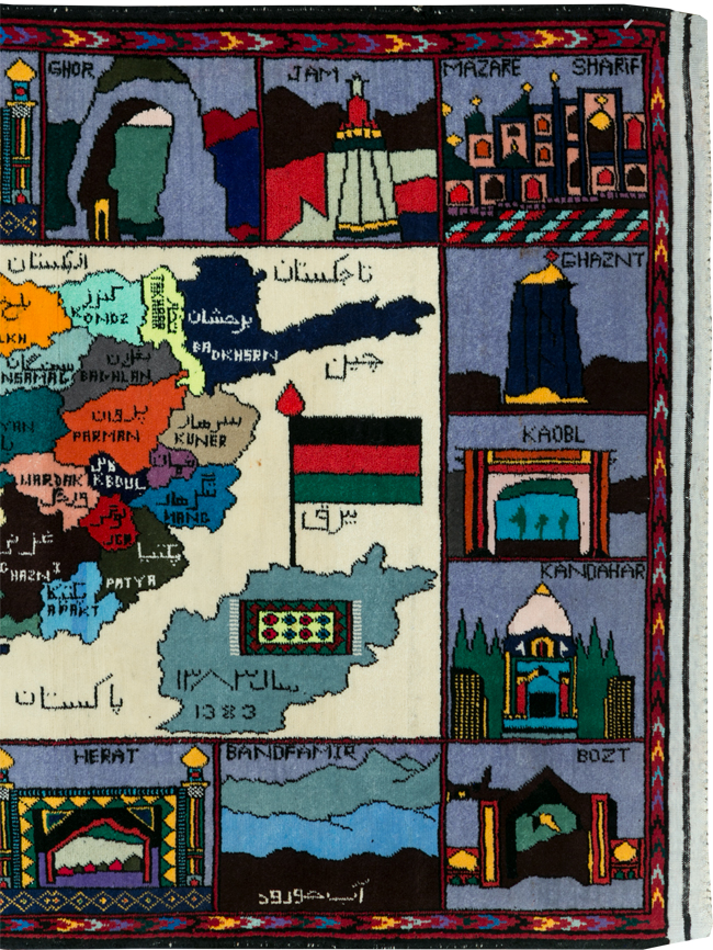 Vintage Turkish Pictorial Map Rug, No.30312 - Staging