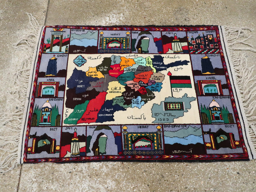 Vintage Turkish Pictorial Map Rug, No.30312 - Staging