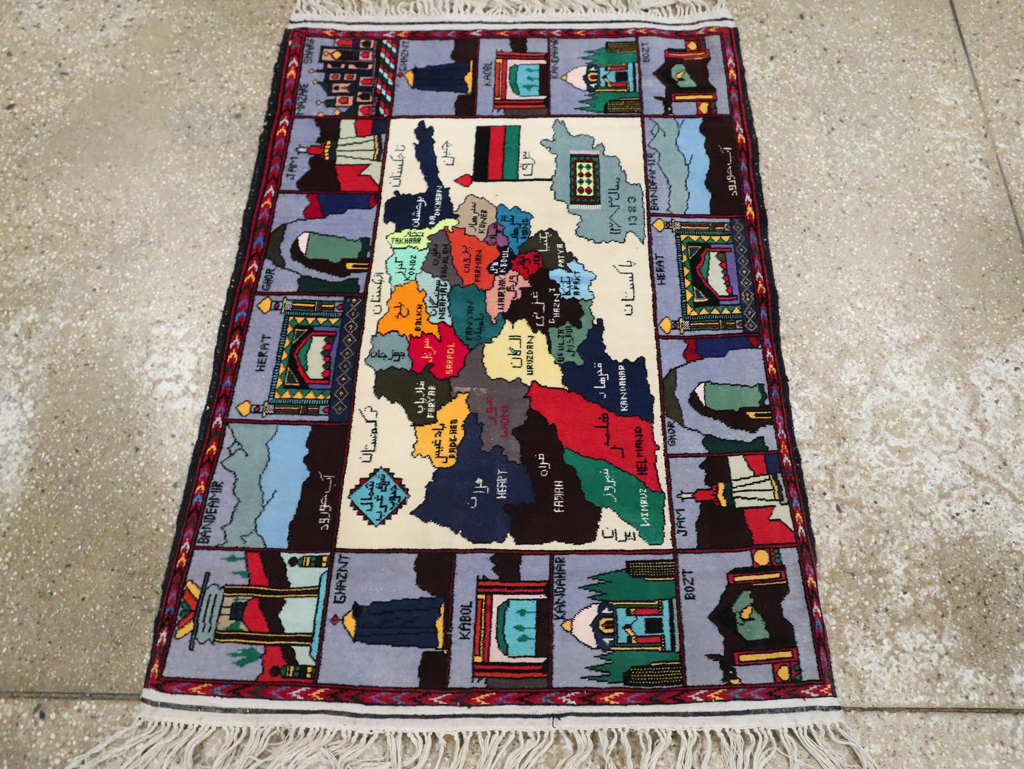 Vintage Turkish Pictorial Map Rug, No.30312 - Staging