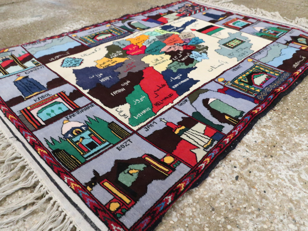 Vintage Turkish Pictorial Map Rug, No.30312 - Staging