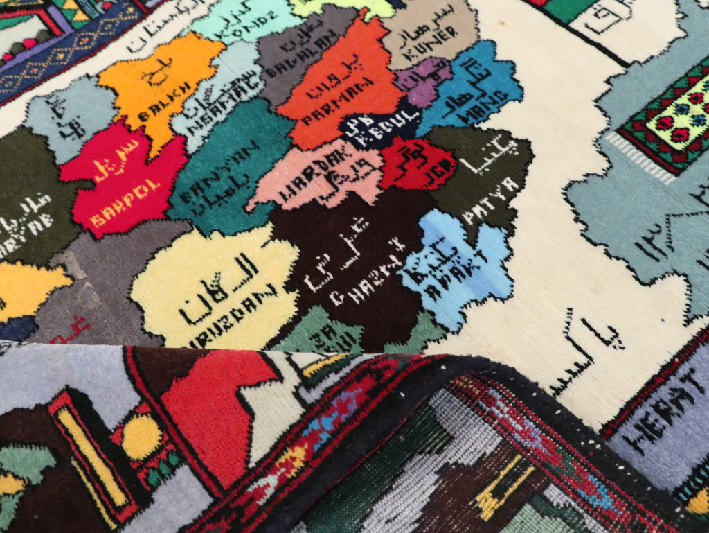 Vintage Turkish Pictorial Map Rug, No.30312 - Staging