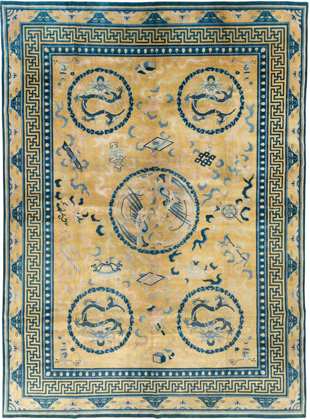Antique Chinese Peking Large Room Size Carpet, No.30321 - Staging