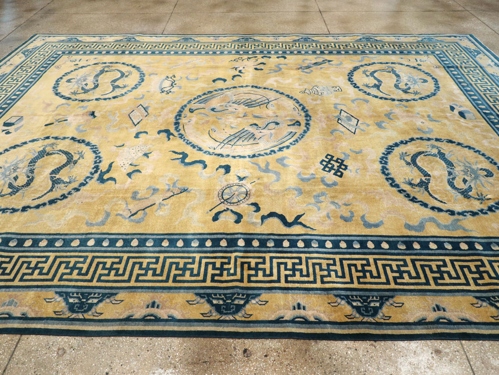 Antique Chinese Peking Large Room Size Carpet, No.30321 - Staging