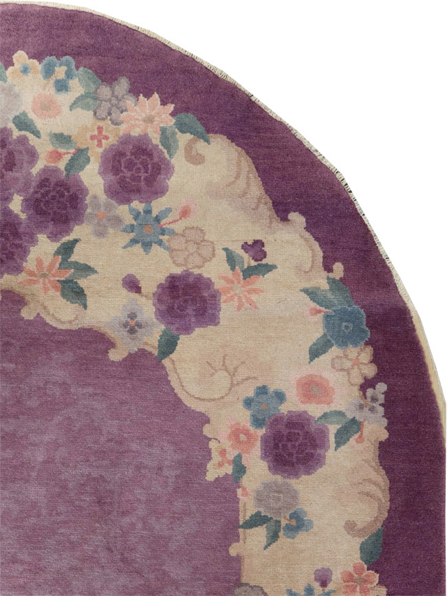 Round Oval Vintage Chinese Art Deco Accent Rug, No.30345 - Staging
